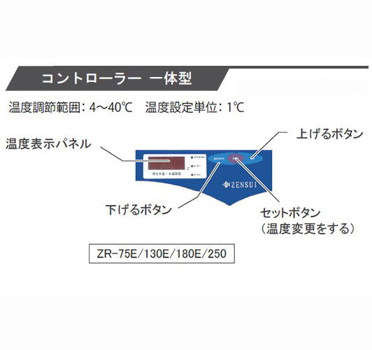 冷却水量300Lまで ゼンスイ ZR-75E 小型循環式クーラー 送料無料 但、一部地域除 同梱不可