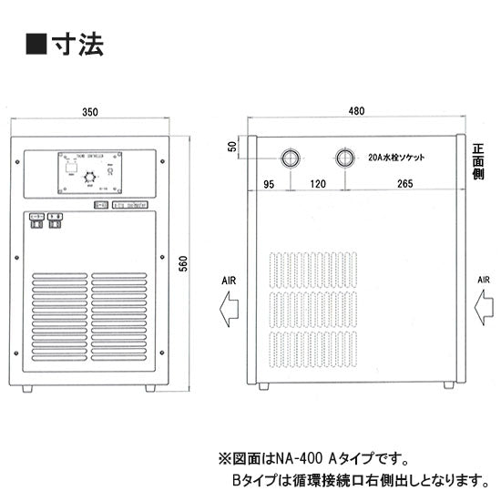 冷却水量700Lまで ニットー クーラー NA-400 Bタイプ(循環接続口右出)屋内型冷却機(日本製)送料無料 但、一部地域除