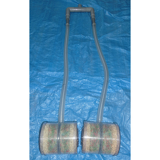 東日本用 3〜5tの池用濾過槽 蓋付+日立 ビルジポンプ B-P100X 単相100V 50Hz+HKストレーナー 庭池仕様 2個 2連ジョイント付 サクションホース付 網付 送料無料 北海道・東北 九州 沖縄・離島は送料別途見積 同梱不可