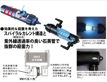 500Lまでの水槽に適合 ゼンスイ UVバズーカ(UV殺菌灯) 送料無料 2点目より500円引 同梱不可