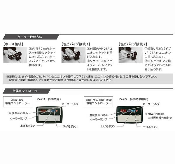 冷却水量2000Lまで ゼンスイ ZRW-400 単相100V 大型循環式クーラー 送料無料 但、一部地域除