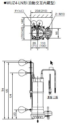 川本ポンプ カワホープ WUZ4-405-0.25SLN 単相100V 50Hz 自動交互型 海水用チタン製水中ポンプ 代引不可 同梱不可 送料無料 但、一部地域除